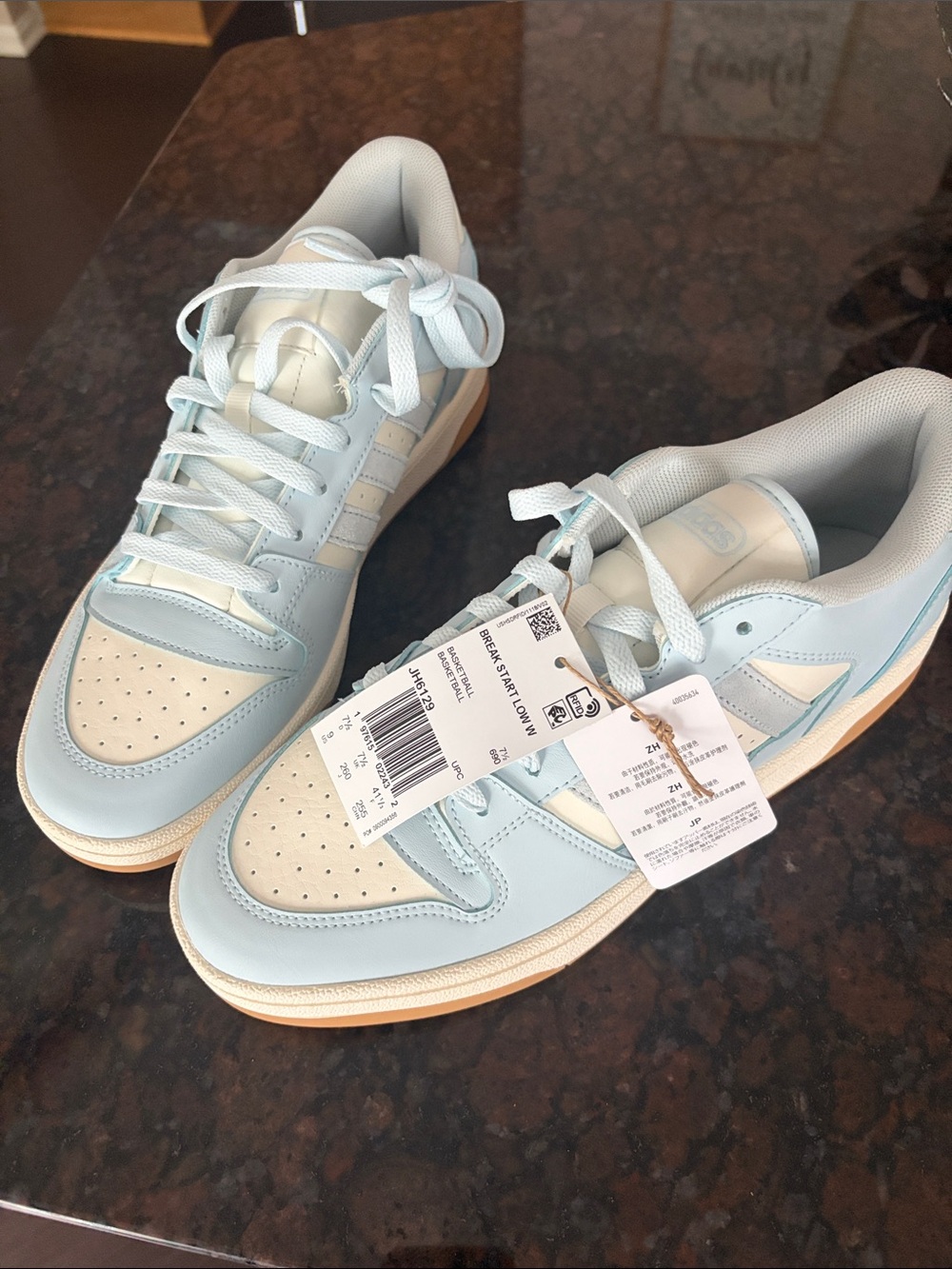 adidas Women's Pastel Blue and Cream Low-Top Sneakers